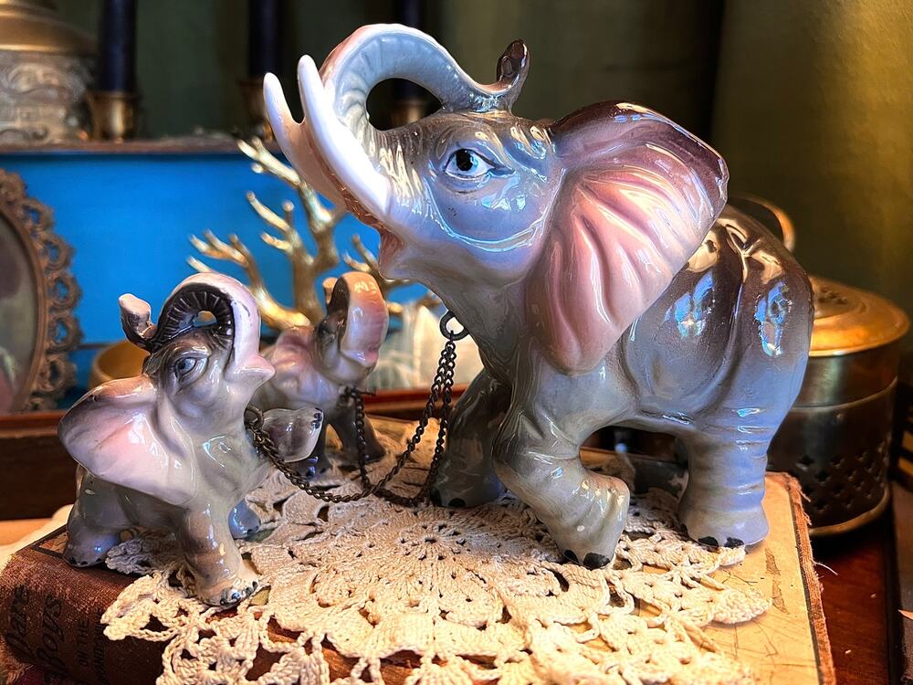Vintage Ceramic Elephant Family